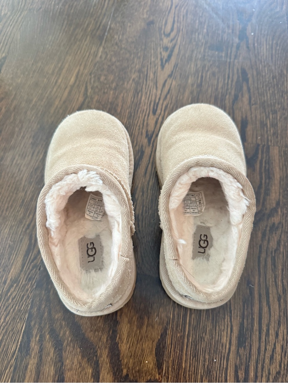 UGG Kids Light Tan Shearling Lined Slip-Ons